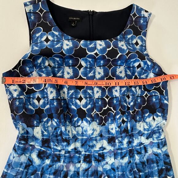 Talbots Floral Dress 2 Womens Blue Flowers Gingham Sleeveless Dress Checkered - Picture 13 of 15